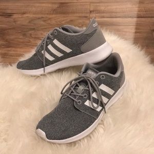 Heather grey and white adidas shoes